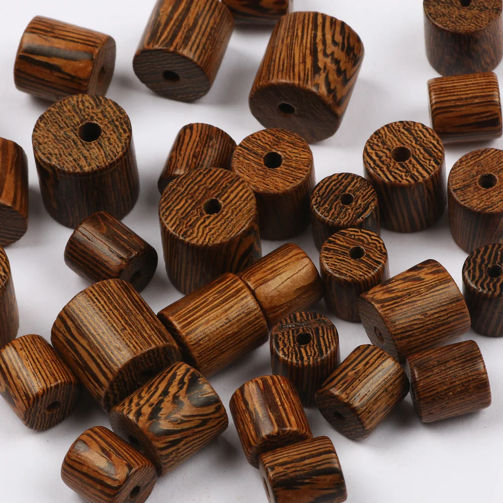 20-100pcs 6/8/10/12mm Wenge Wooden Beads Natural Wood Cylinder Loose Spacer Beads For Jewelry Making Bracelet Diy Accessories