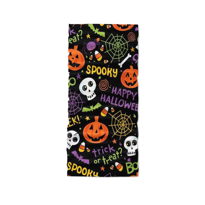 New Fashion 3D Printed Women Neck Scarf Skull Pumpkin Musical Note Hijab Scarf Sports Cycling Head Wraps Halloween Scarf Buff