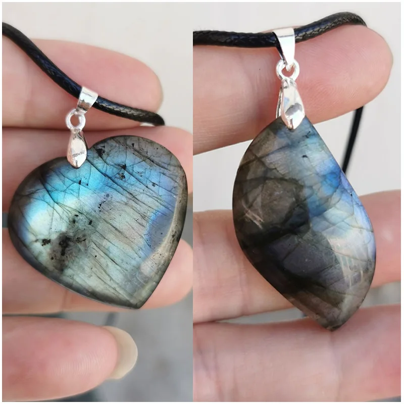 Natural irregular crystal Labradorite pendant Moonstone Sunstone Pendant Divination spiritual meditation Jewelry Pendants chain