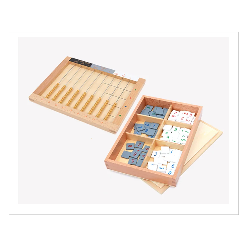 

Montessori Math Toys Kids Multiplication Learning Resource Wood Flat Bead Frame/ Number Tiles Box Primary Elementary Materials