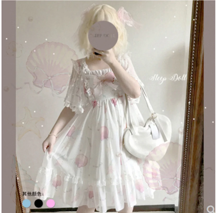 Princess tea party kawaii girl gothic loli Ruffle cosplay jsk vintage cute lace printing bowknot  high waist Retror jsk cos