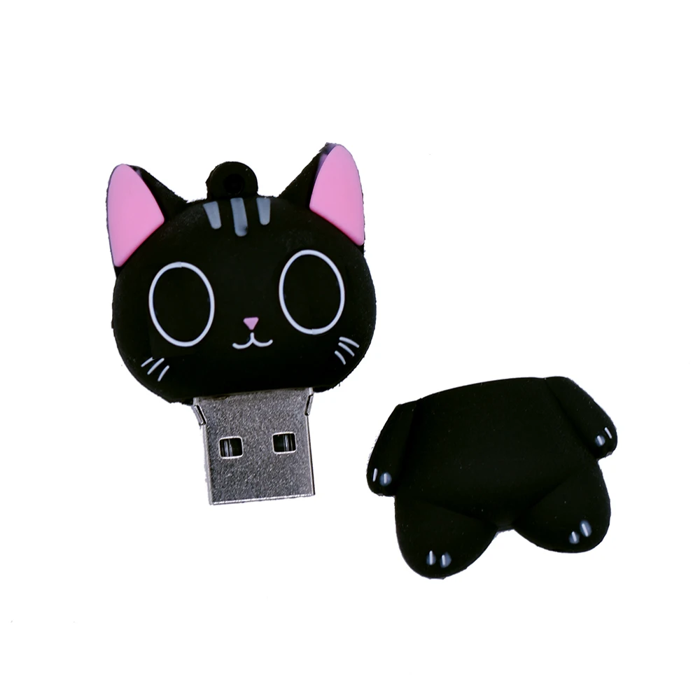 

Usb Flash Drive 128GB Pendrive Cut Cartoon Cat Usb Stick 4gb 8gb 16gb 32gb 64gb 256gb Pen Drive Black Memory Stick Animal U Disk