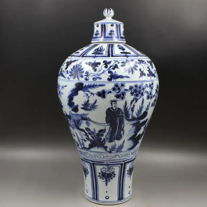 Stories Of Blue And White Figures In Yuan Dynasty ceramic porcelain Ginger jar