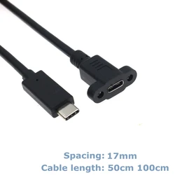 USB C type-c 3.1 rozszerzenie męskie i żeńskie kabel danych z panelem śruba montażowa rozstaw otworów 17mm dla komputerów stacjonarnych