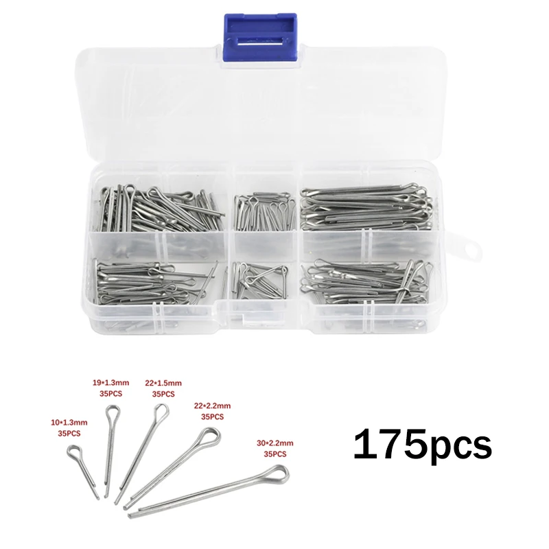 175 Stuks Sliver Split Pins Cotter Bevestigingen Diverse Maten Verzinkt Staal Hard Case Link Split Splitpen Hoge Kwaliteit