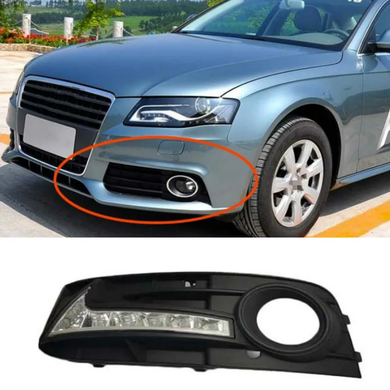 2Pcs For Audi A4 A4L B8 2009 2010 2011 2012 LED DRL Daytime driving Running Lights Daylight Fog Lamp cover hole free shipping