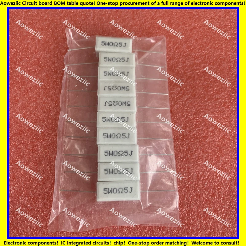 

10Pcs RX27 Horizontal cement resistance 5W 0.5ohm 5W0Ω5J 5WR5J 5W0.5RJ 5W0R5J Ceramic Resistance precision 5% Power resistance