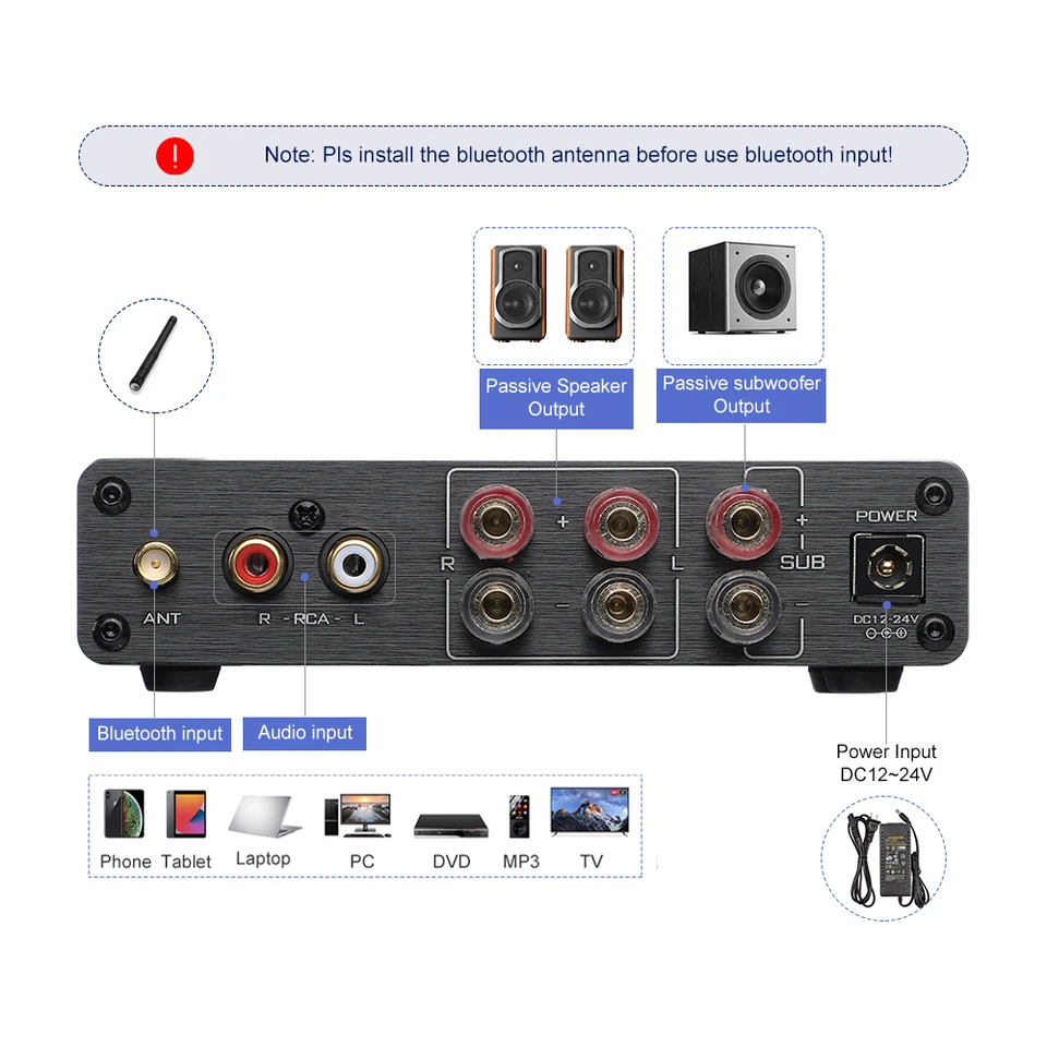 AIYIMA オーディオ A03 TPA3116 Bluetooth アンプ Hifi ステレオ 2.1
