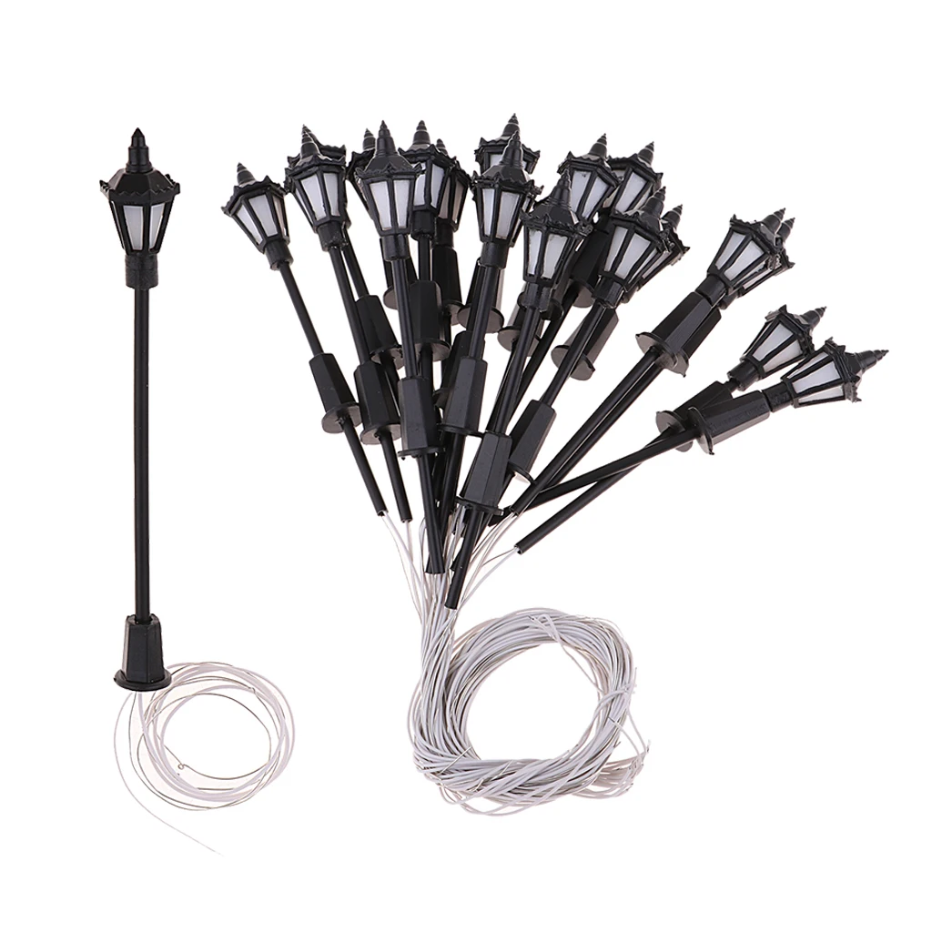 20pc LED Street Light Lamppost HO Scale for Model Park Scenery Decorations