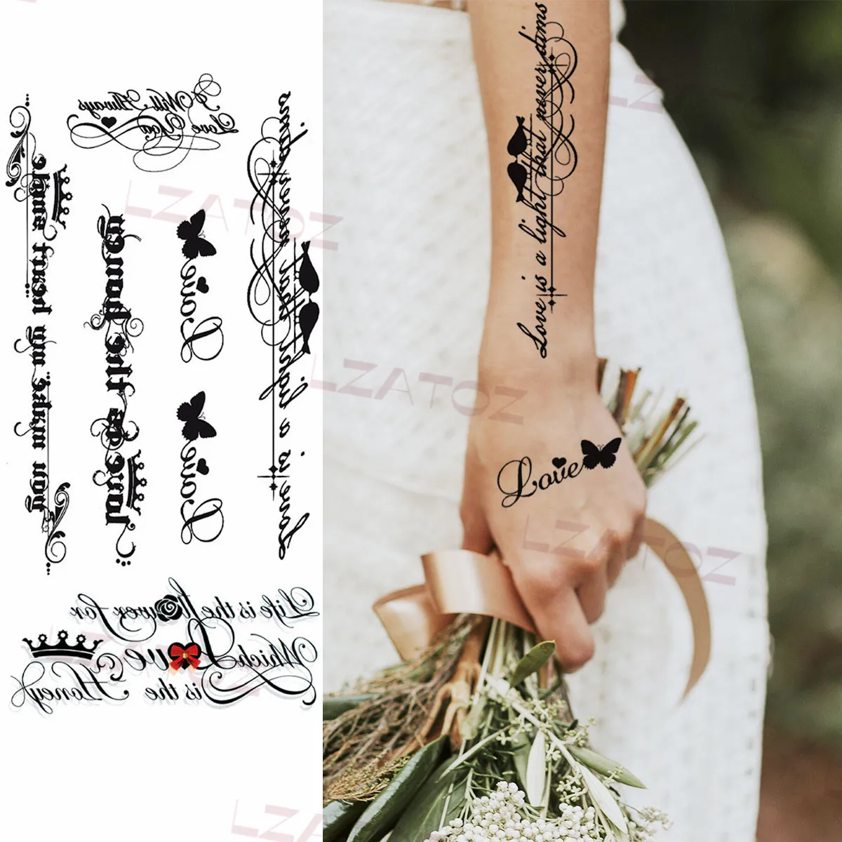 Aquarell EKG Herz Temporäre Tattoos Für Frauen Erwachsene Zitate Fake Tattoo Sticker Custom Armband Sexy Wasser Transfer Tatoo