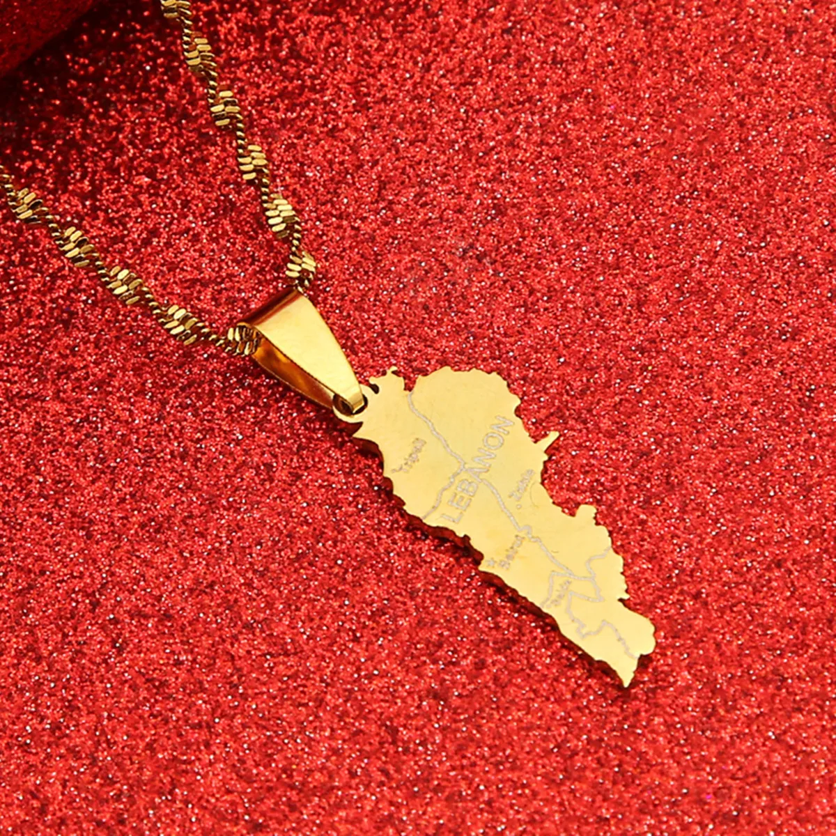 Gold Color Lebanon Map Pendant Necklaces Liban Maps of Lebanese Patriotic Trendy Jewelry Gifts