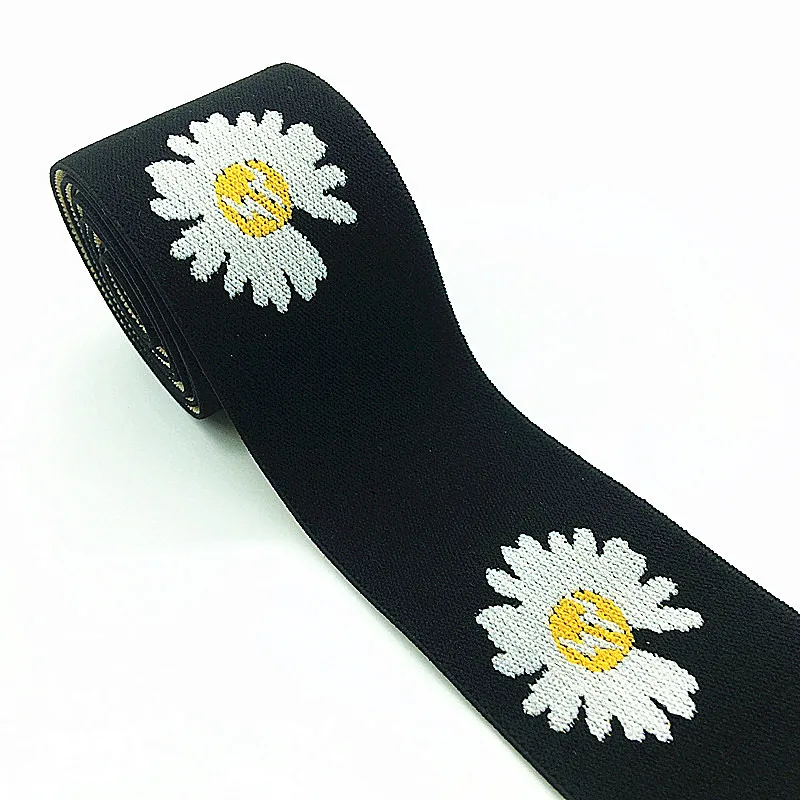 Elastic Bands 50MM 70cm Daisy Flower Elastic Ribbon Clothing Bags Trousers Elastic Rubber 5CM Webbing DIY Sewing Accessories