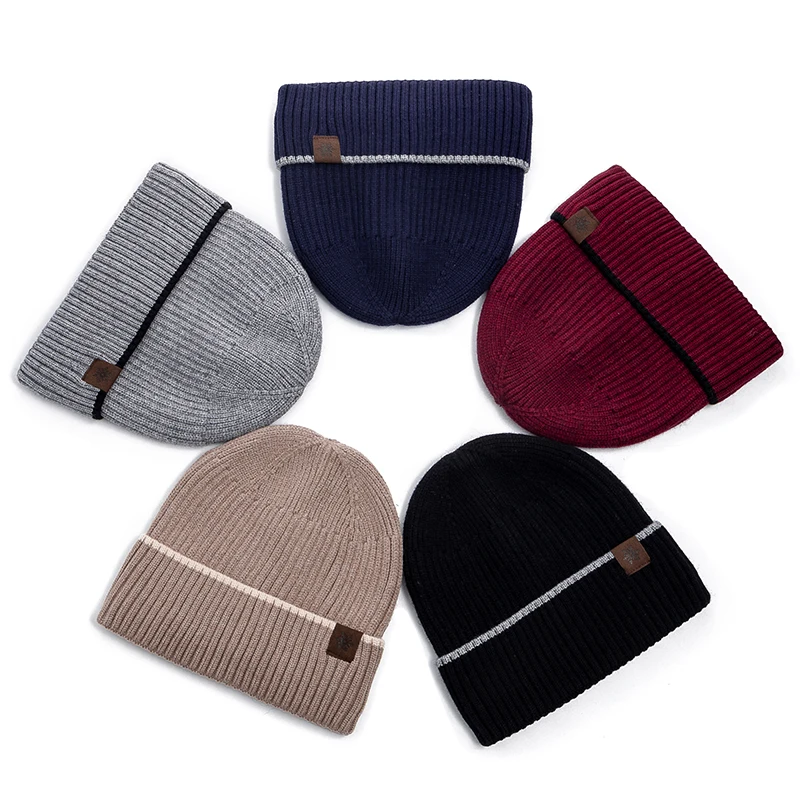 New Unisex Winter Hat Add Fleece Warm Cap Simple Design Stylish Beanie Hat For Men Women Outdoor Thicken Ski Sports Knitted Hat