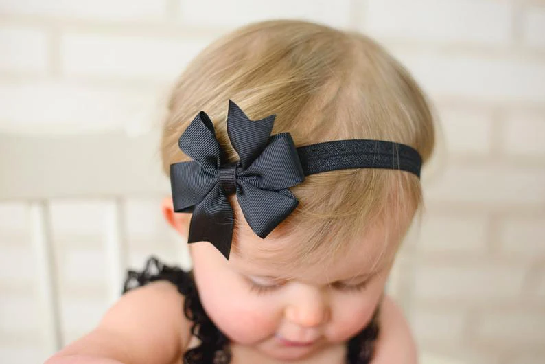 20 Colors 1Pieces Baby Girls Grosgrain Ribbon Bow Hair Band For Newborns Young Children 7.62 CM Hair Band Kids Hair Accessories