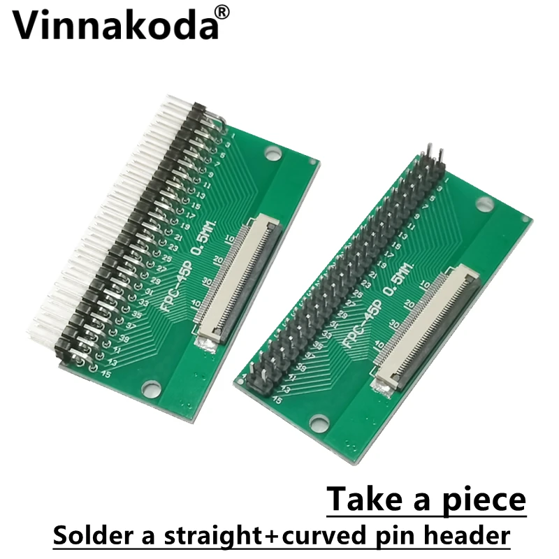 Carte adaptateur FDavid/FPC 0.5MM-45P à 2.54MM soudée, connecteur rabattable 0.5MM-45P, têtes de broches droites et coudées soudées, 2 pièces