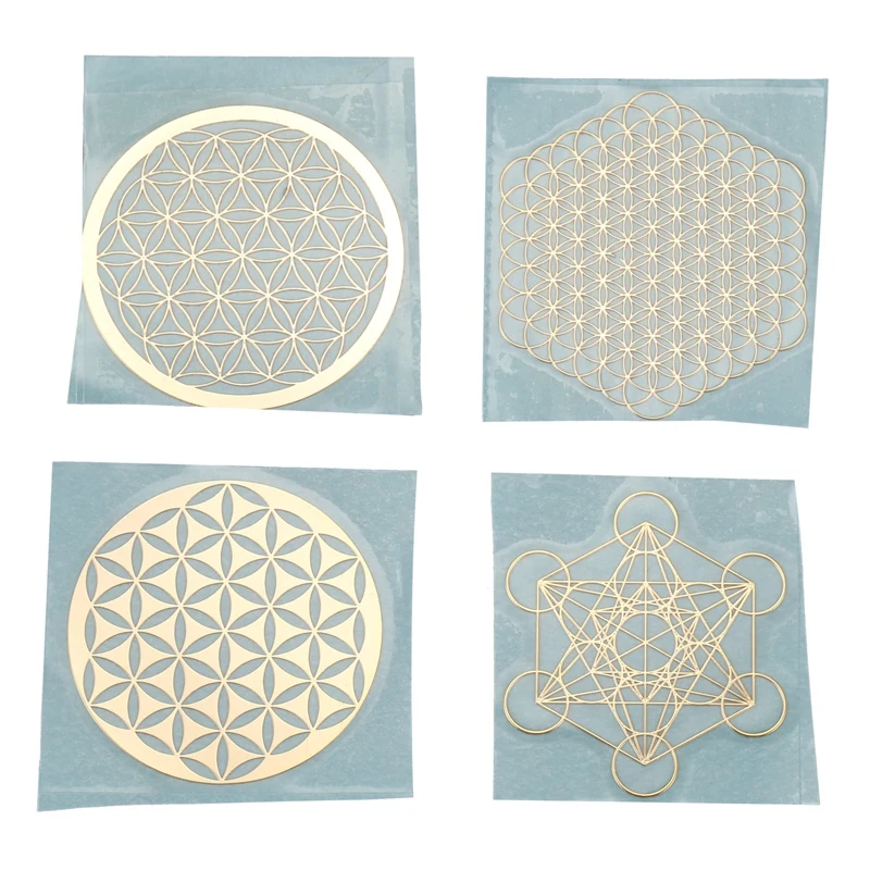 4Pcs/Set New Metal Energy Decor Sticker Flower Of Life Retail