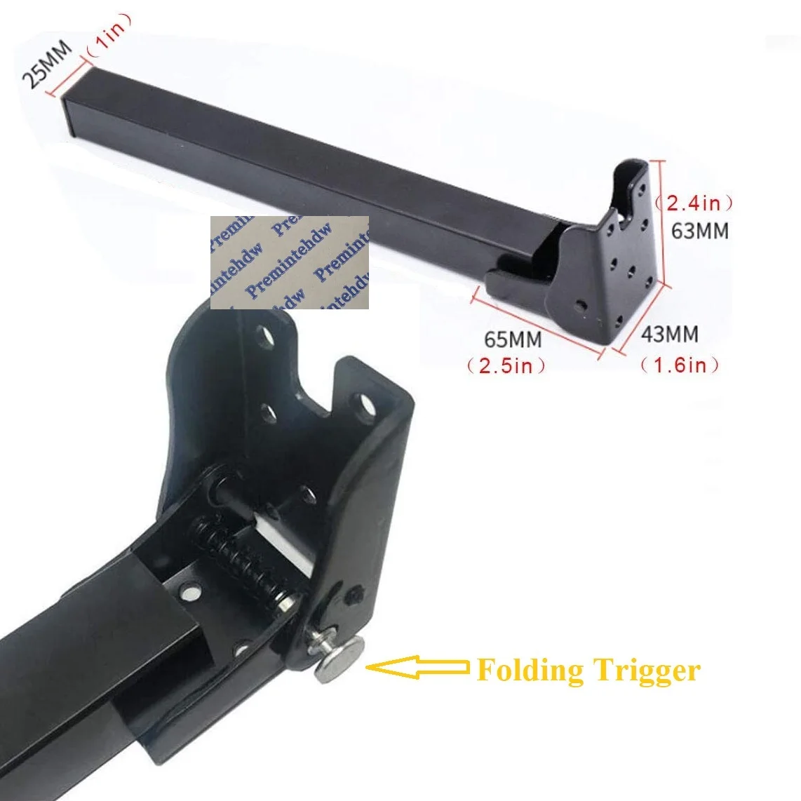 2Pcs Black 25*25MM Square Tube RV Folding Leg Couch Sofa Bed Push Locking Trigger RV Bar