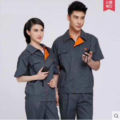 Half sleeve smock labor protection suit ChangFu summer breathable absorbent can be embroidered words printed words