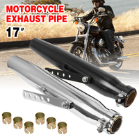 Universal 17'' Motorcycle Exhaust Muffler Pipe Tip Retro Vintage Rear Pipe Tube Exhause Silencer For Suzuki/Bobbers Cafe Racer