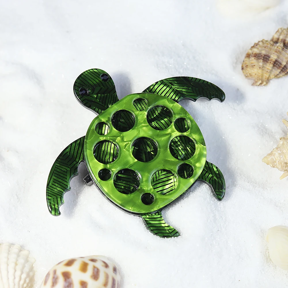 Handmade Arcylic Swiming Turtle Brooches For Women Unisex Lovely Animal Party Casual Brooch Pin Kids Gifts Jewelry Accessories