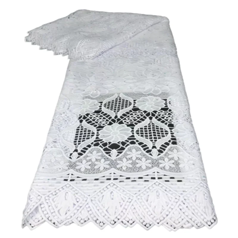 New White Lace Fabric Africa Guipure Soft Water Soluble Lace Fabric For Women 2021 High Quality French Lace Fabric For Dress