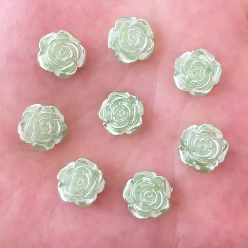 80PCS 12mm Resin Pearl Flower Flatback Stone Buttons Applique Embellishment DIY Beads Crafts Scrapbook K47