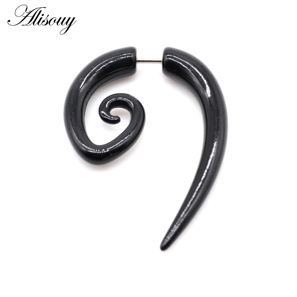 Alisouy 2pcs Acrylic Fake Cheater Twist Spiral Ear Taper Gauges Expander Earring Plug Body piercing jewelry