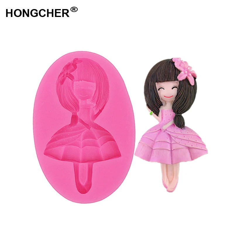 Ballerina girl princess dress cake silicone mould DIY handmade chocolate fudge mold kitchen baking cooking tool epoxy clay molds