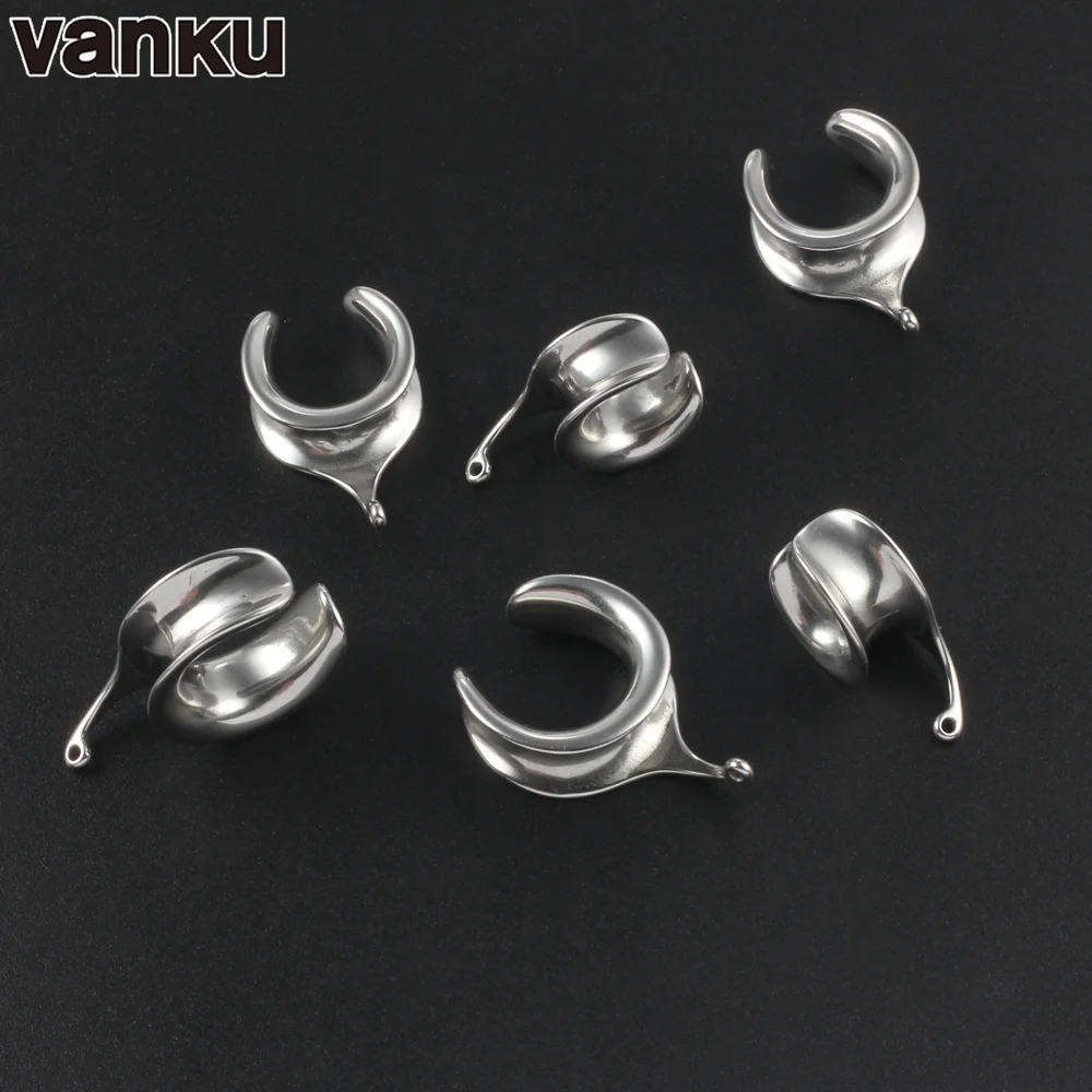 Vanku 2PCS 316L Stainless Steel DIY Ear Weights Ear Saddle Piercing Flesh Tunnels Hooks Body Jewelry Ear Hanger Gift For Unisex