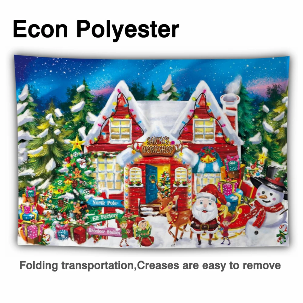 Allenjoy Kertas Dinding Fotografi Dingin Malam Musim Dingin Manusia Salju Pohon Bengkel Santa Latar Belakang Rumah Natal