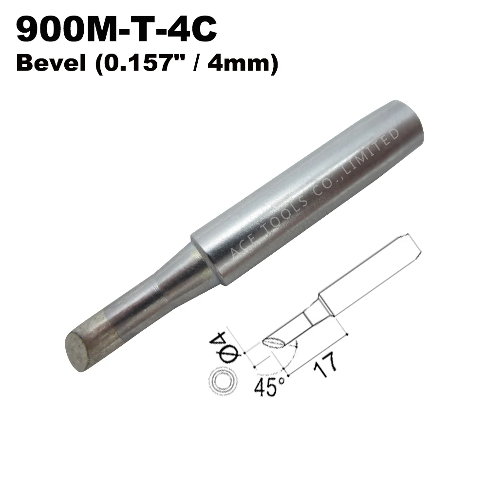 5 PCS Soldering Tip 900M-T-4C Bevel 4mm for Hakko 936 907 Milwaukee M12SI-0 Radio Shack 64-053 Yihua 936 X-Tronics 3020 Iron Bit