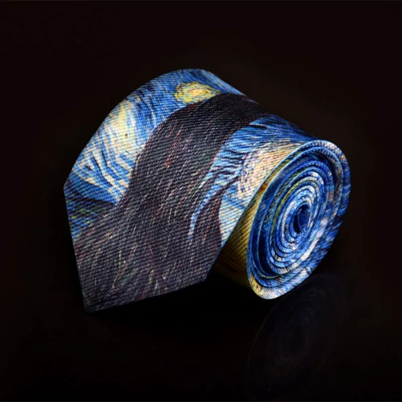 Starry Night Printed Neckties 8cm Famous Oils Painting Men Ties Party Gifts Festival Business Appointment Shirt Accessories Ties