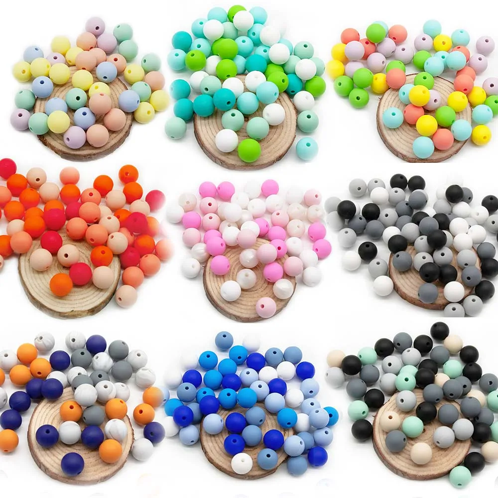 

Cute-idea 500pcs 9mm silicone Beads loose beads teether safe pacifier chain teething pearl eco-frendlly BPA Free handmade DIY