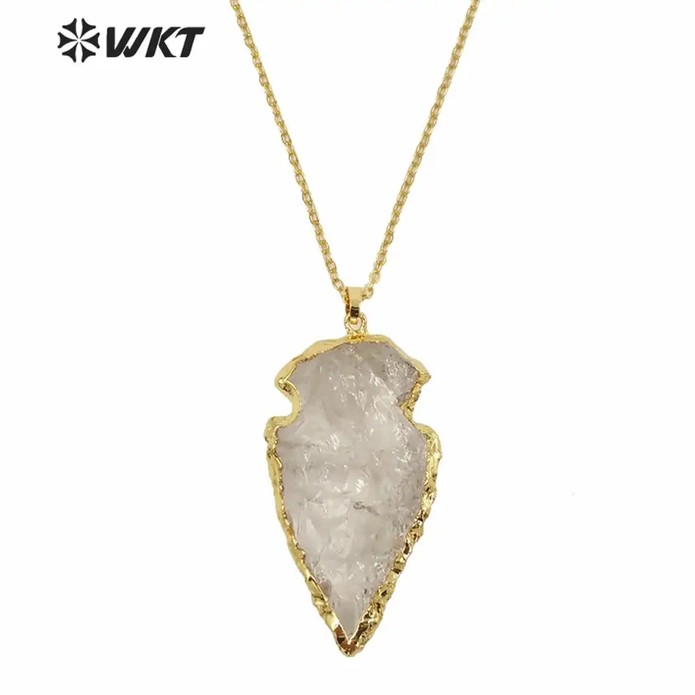 WT-N152 Crazy Hot Natural Bright Stone Crystal Quartz Necklace  With 18K Real Gold Plated For Women  Jewelry Decoration