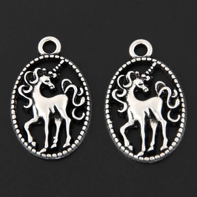 20pcs Silver Color 15x24mm Unicorn Animal Charms Holy Pendant Fit DIY Jewelry Making Handcrafted Accessories