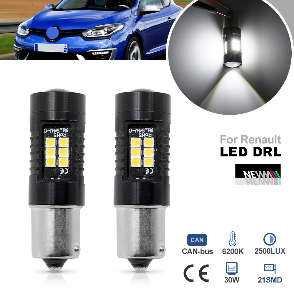 

For Renault Megane Scenic Laguna Master III BA15S 1156 P21W LED Daytime Running Light Bulbs No Hyper Flash Canbus DLRs Headlamp