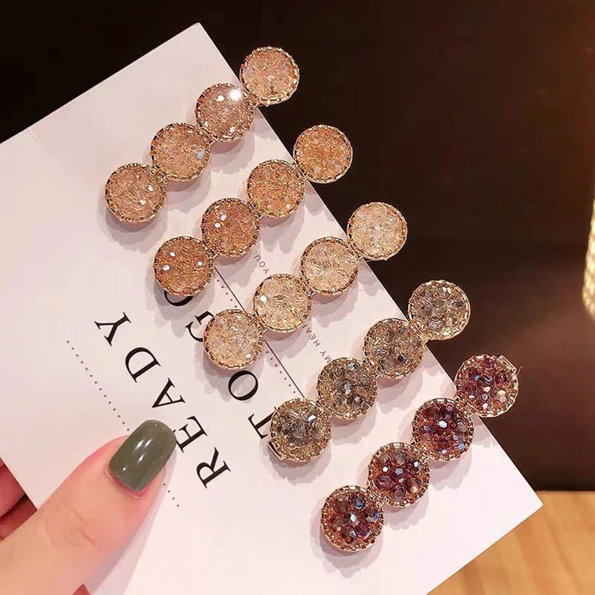1pcs moda strass grampos de cabelo meninas grampos de cabelo headwear geométrico redondo hairgrip feminino barrette lado grampo de cabelo acessórios