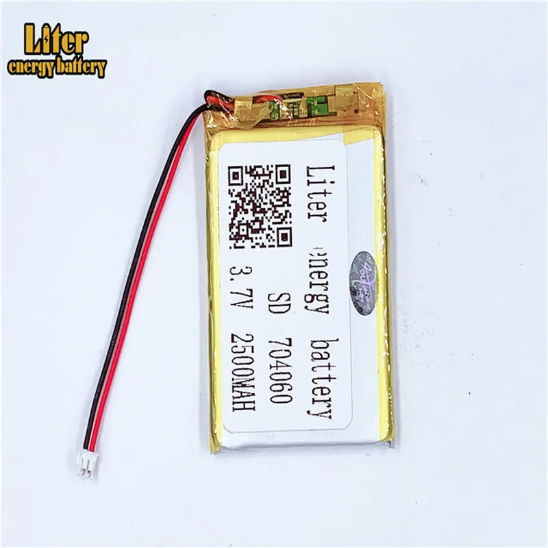 1.5MM 2pin złącze 3.7V 2500mAh 704060 e-książki GPS PDA Kamera samochodowa rekreacyjnych maszyn akumulator litowo polimerowy bateria li-po baterii