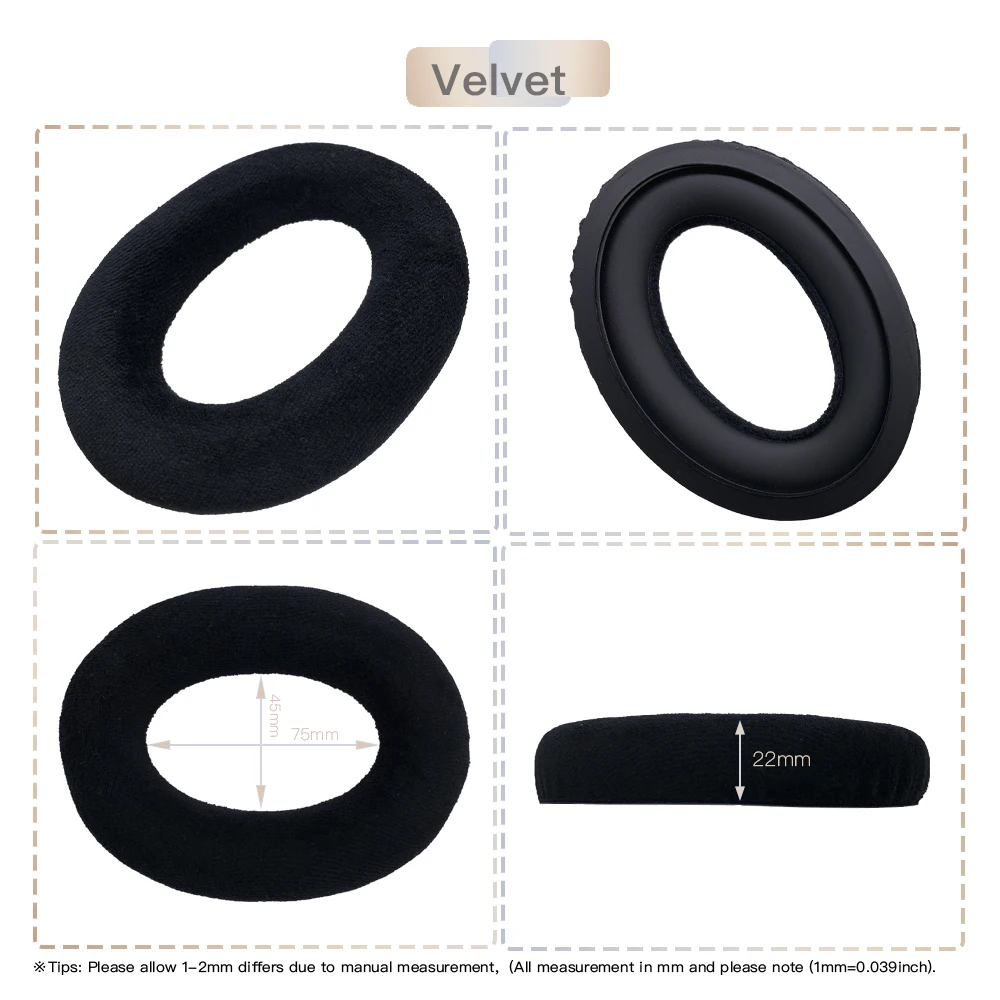 EarTlogis Velvet Replacement Ear Pads for Sennheiser HD380, HD 380 PRO PC350 PC 350 Headset Parts Bumper Headband Earmuff