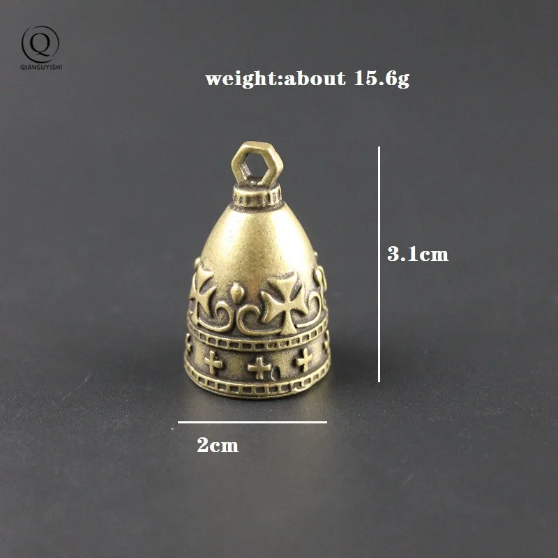 Vintage Bell Tibetan Exorcism Bells Pure Brass Crusader Armor Style Bells Car Keychain Pendant Jewelry Men Keyring For Pet Bells