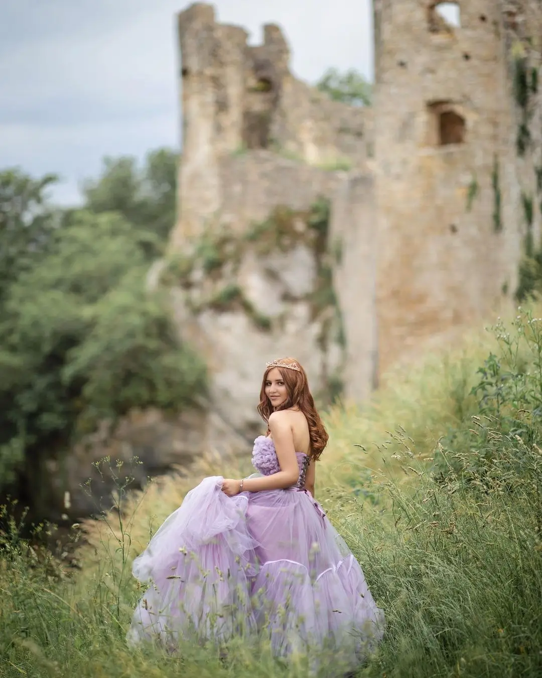 Vestidos de Noche de color púrpura claro para mujer, Vestido largo de fiesta con volantes sin tirantes, de tul en capas, de fiesta, de talla grande, para boda