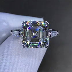 Handmade Promise Ring 925 sterling silver Bijou Asscher cut 12mm AAAAA Cz Engagement Wedding band rings for women men Jewelry