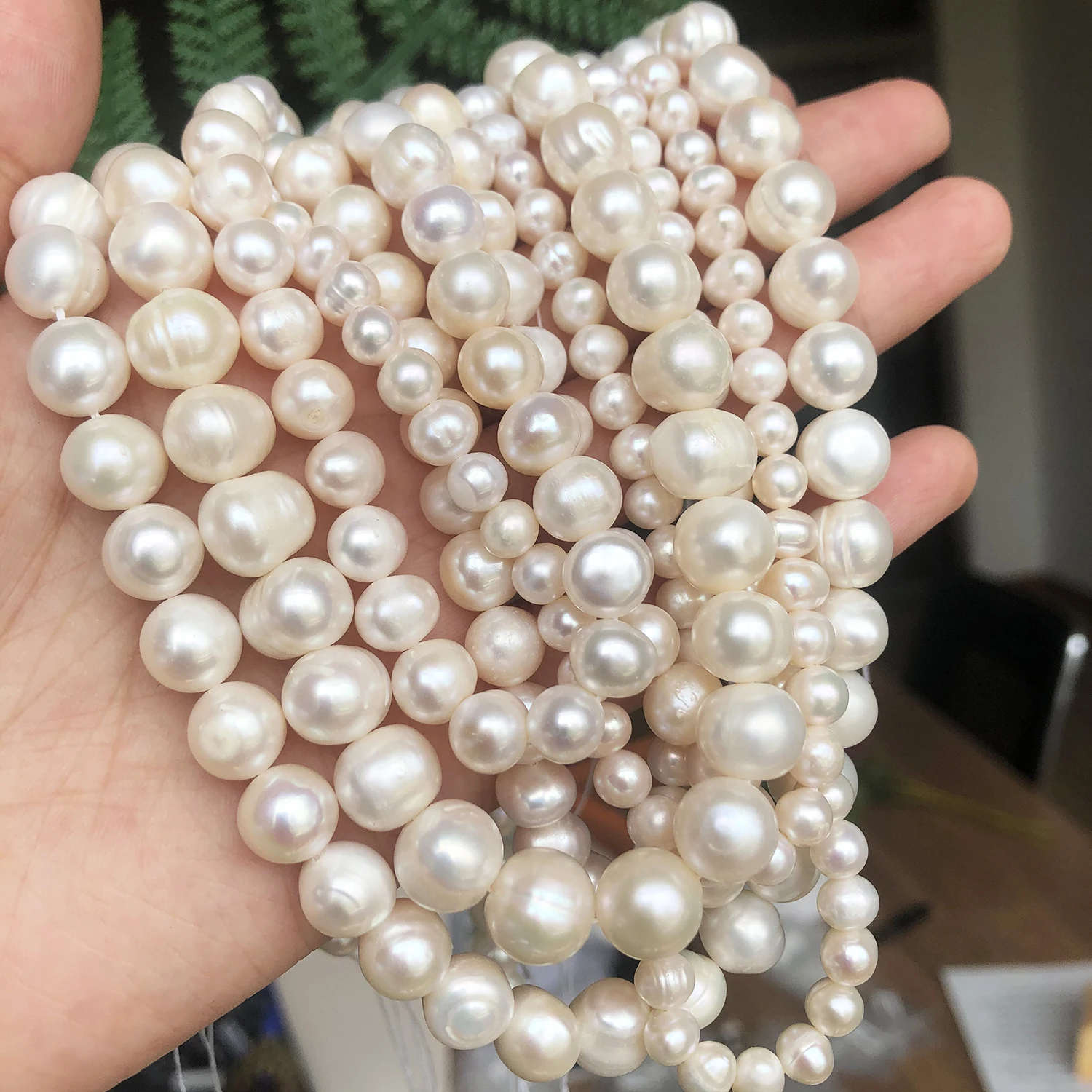 Natural Freshwater Pearls Beads White Pearls Beads For Women Jewelry Making DIY Bracelet Ear Studs 15\'\' 6mm 8mm 9mm 10mm 11mm