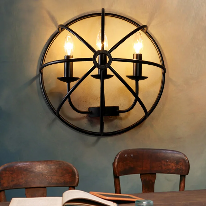 

Vintage Industrial Wall Lamp Retro Metal Wall Sconce Light Fixtures Bedroom Cafe Bar Kitchen Wall Candle Lights Home Loft Decor
