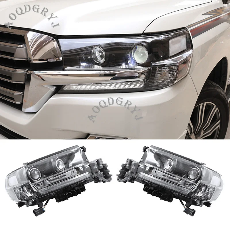 Auto Part 1 Pair Car Lens LED Headlights Modification Black Fit for Toyota Land Cruiser LC200 2016-2020