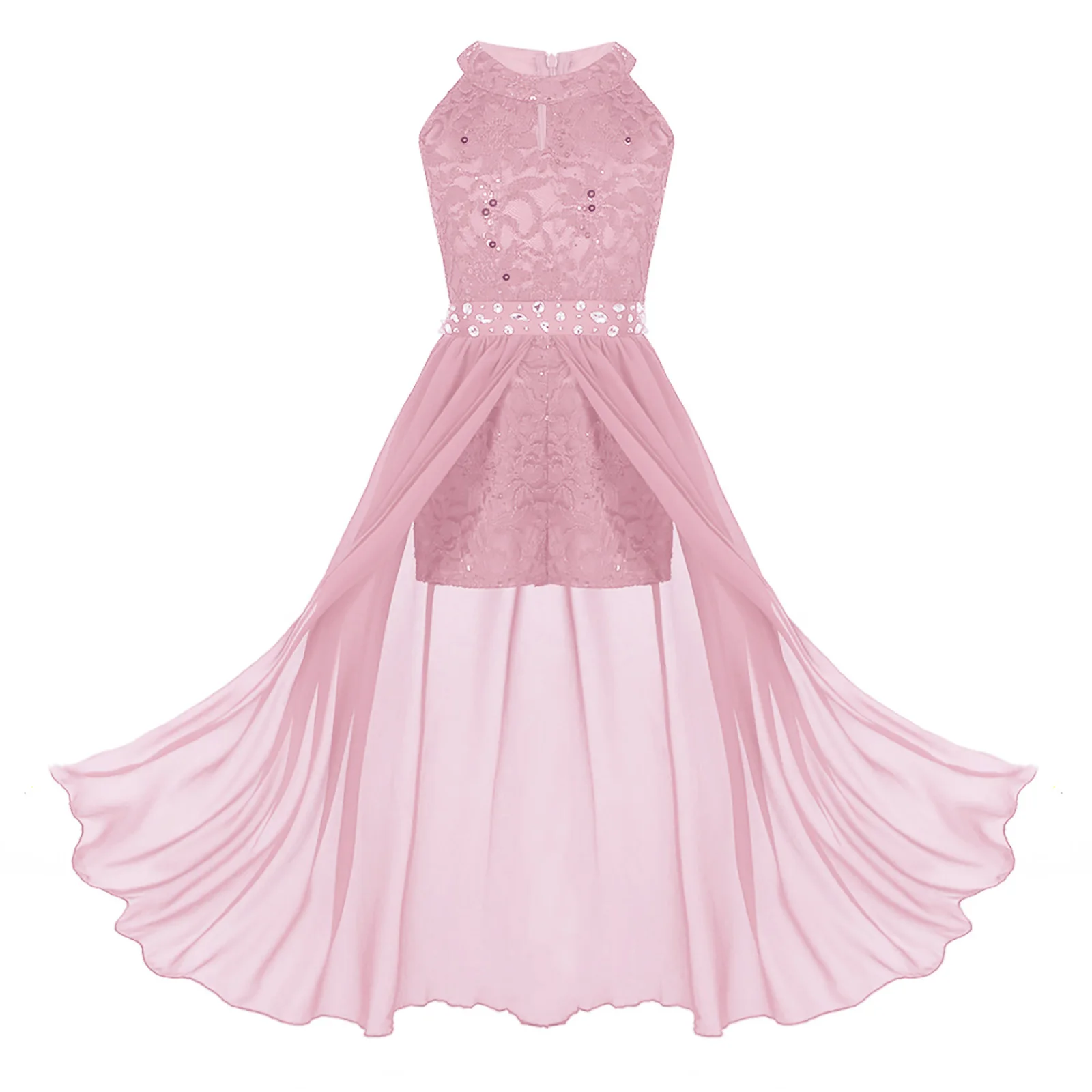 Girls Maxi Romper Dress Floral Lace Wedding Party Dress Special Occasions Flower Girl's Dresses for Pageant Childs Birthday Gown