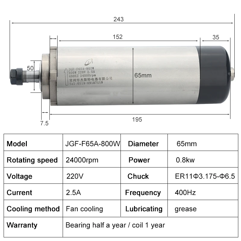 220 فولت 0.8KW نك تبريد الهواء المغزل المحرك ER11 24000 دورة في الدقيقة D = 80 مللي متر النجارة المغزل المستديرة ل نك راوتر النقش والطحن