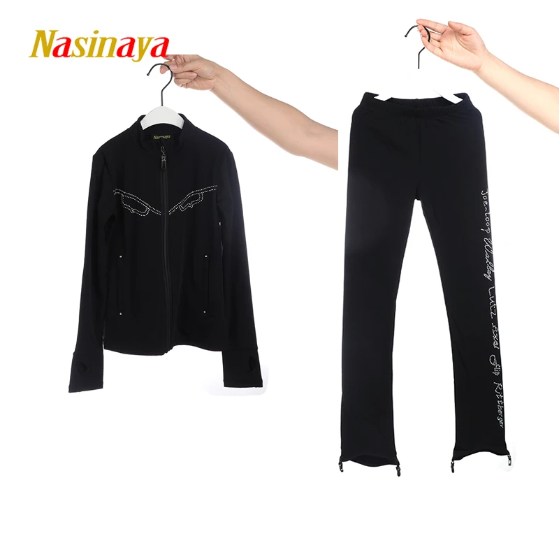 Skating Jackets Professional Polar Skating Tops Ab Stones Pocket Figure Skating Suits Jacket And Pants Long Trousers For Girl