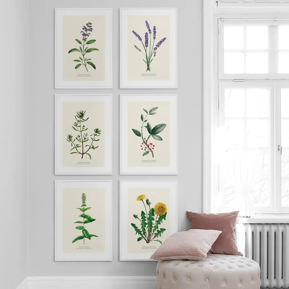 

Dandelion Lavender Rosemary Pepper Flower Leaf Wall Art Print Paper Canvas Painting Nordic Posters Decor Picture For Living Room