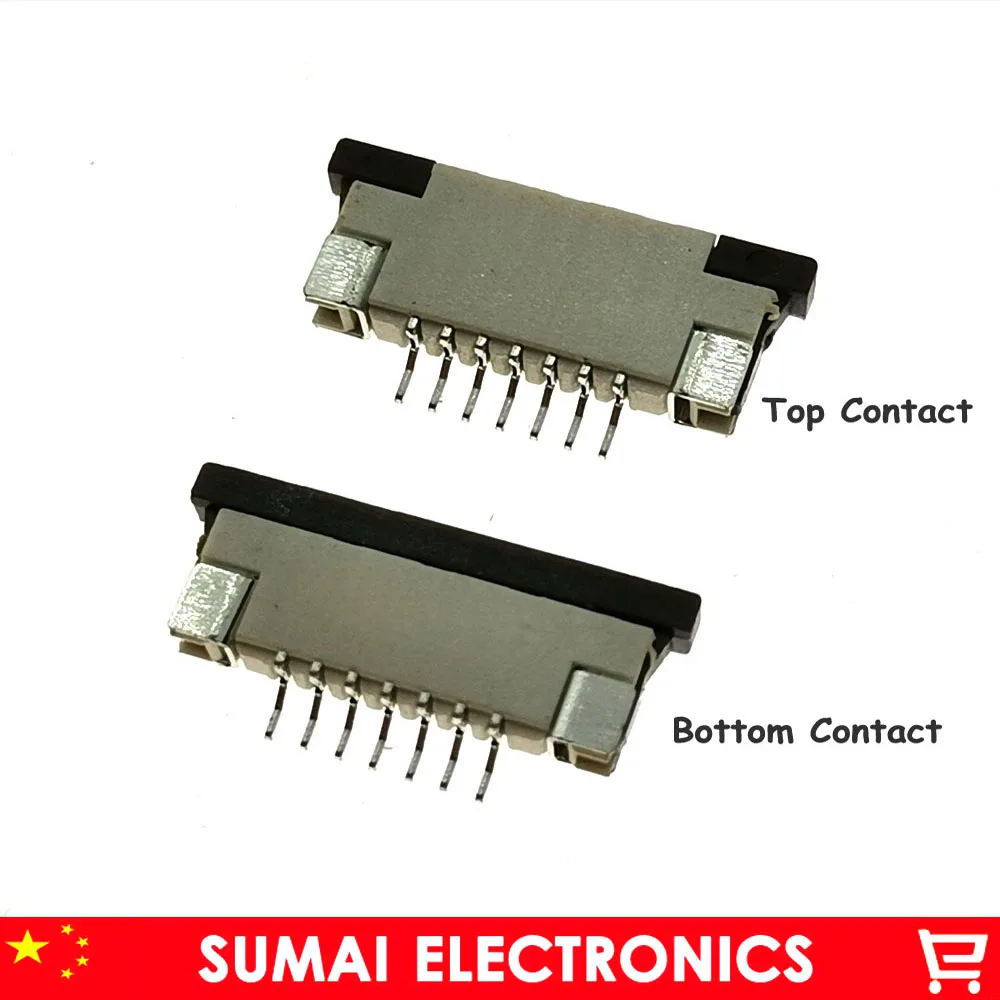 Sample, 7Pin FPC FFC connector socket,7 pin 1.0mm flex cable socket for LCD screen interface.ROHS,7P